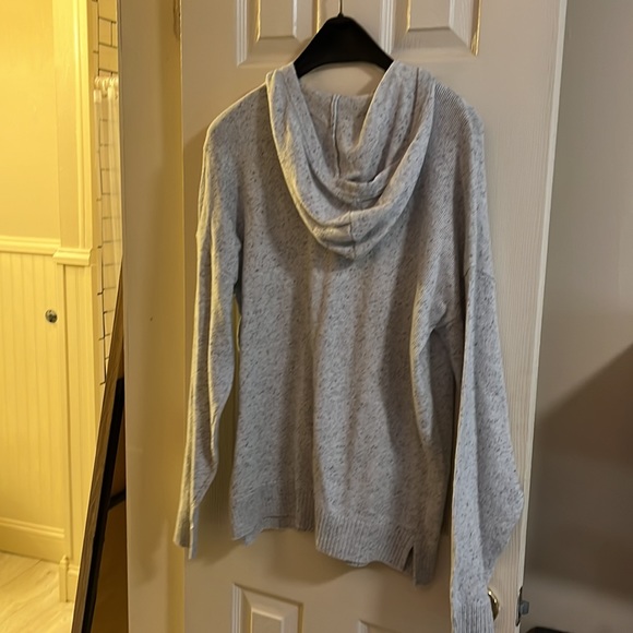 EXPRESS MEN Grey Lightweight Quarter Zip Hooded Sweater, Large - Picture 3 of 3